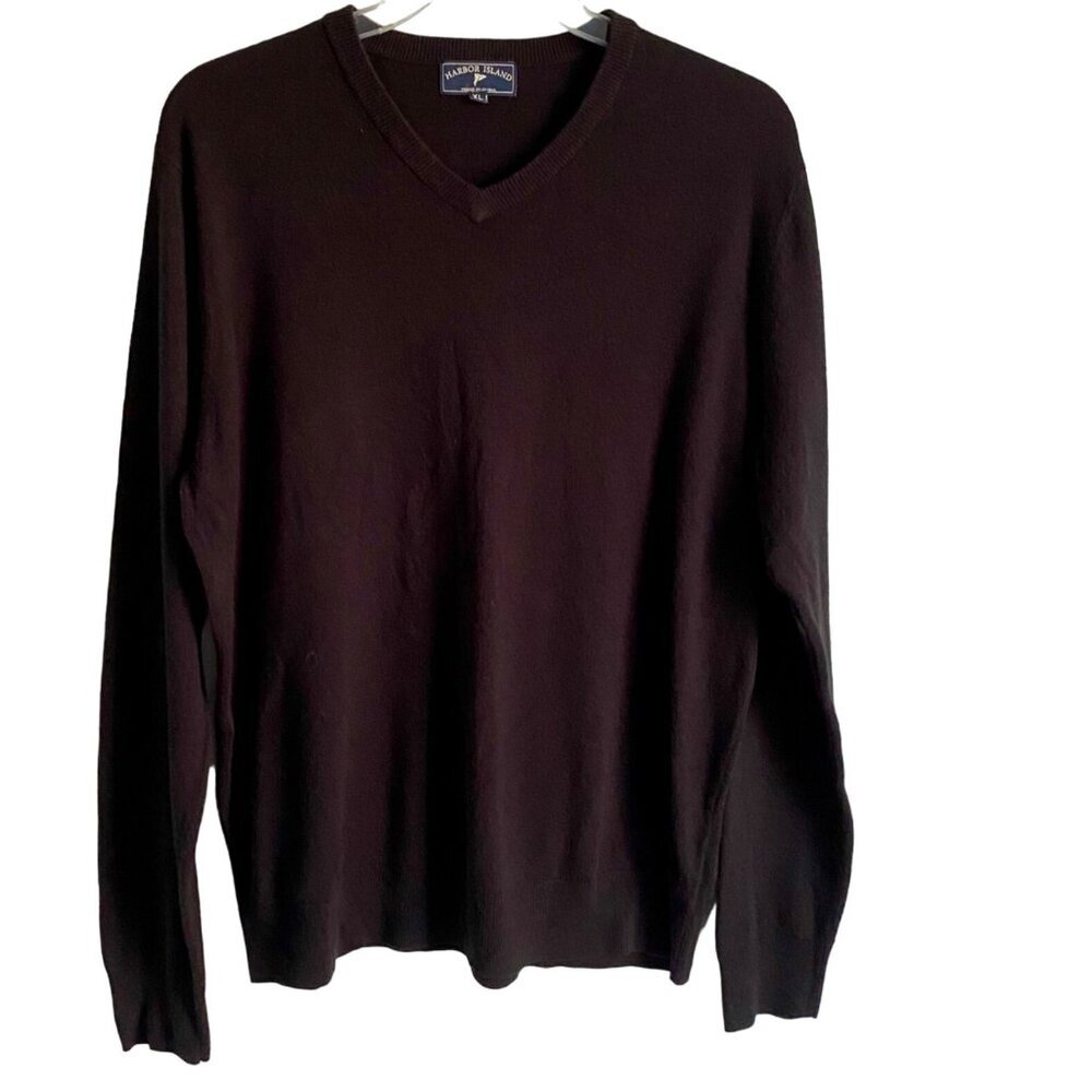 Harbor Island Men's V-Neck Sweater XL Black Acrylic